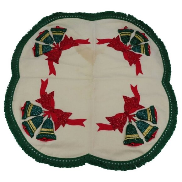 Edna Looney Handmade Felt Tree Skirt Jeweled Bells Christmas Holiday Finished - Picture 1 of 10
